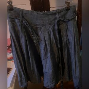 ZARA Basic A-Line pleated denim skirt